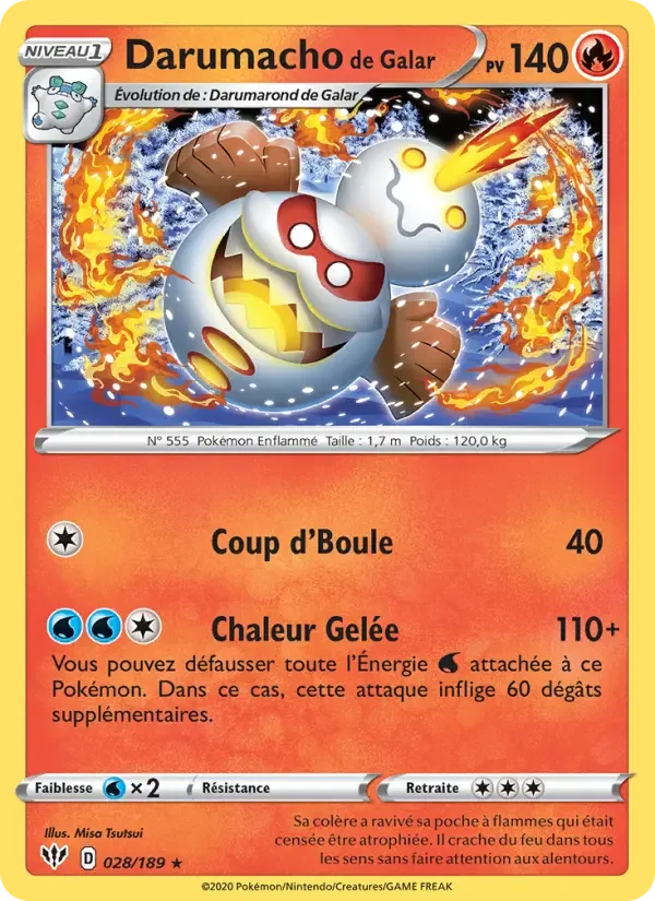 Carte Pokémon Darumacho de Galar — Ténèbres Embrasées