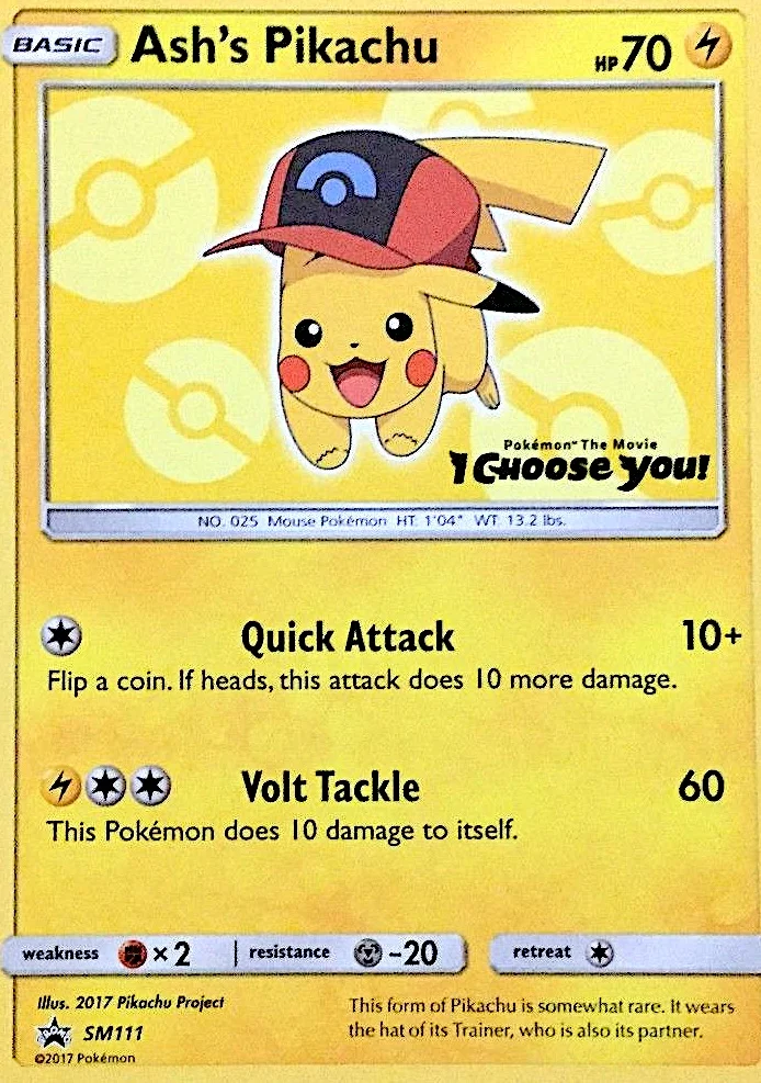 Carte Pokémon Pikachu de Sacha — Promos Soleil et Lune