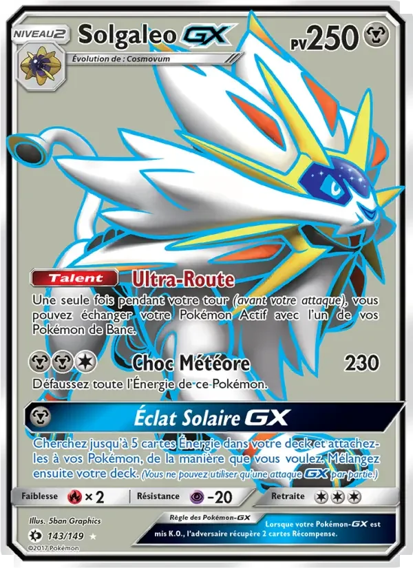 Carte Pokémon Solgaleo GX — Soleil et Lune