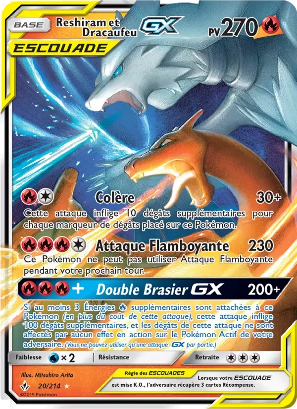 Carte Reshiram et Dracaufeu GX