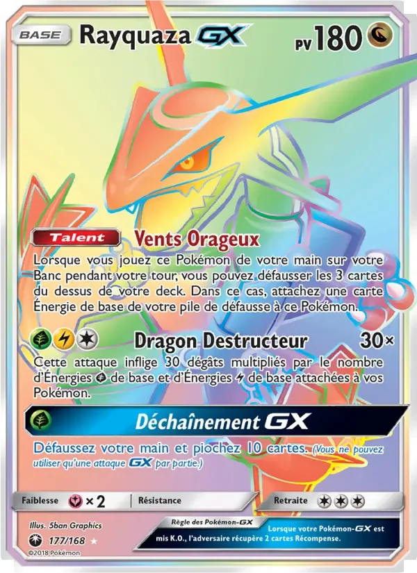 Carte Pokémon Rayquaza GX — Tempête Céleste