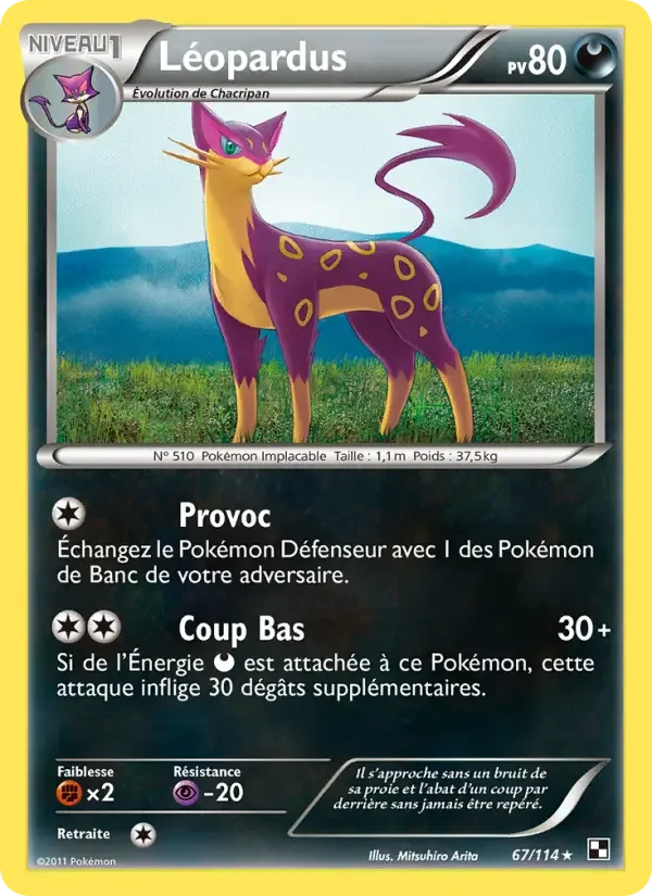 Carte Pokémon Léopardus — Noir & Blanc