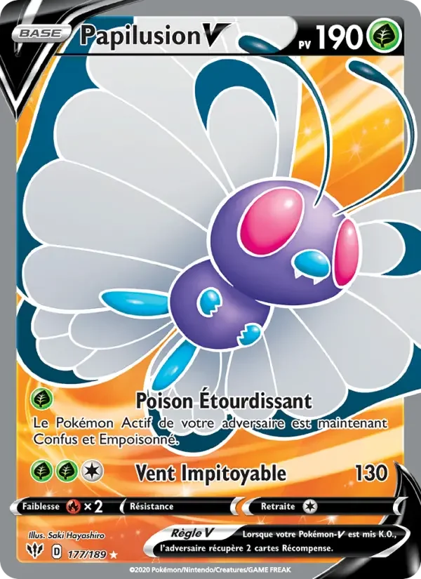 Carte Pokémon Papilusion V — Ténèbres Embrasées