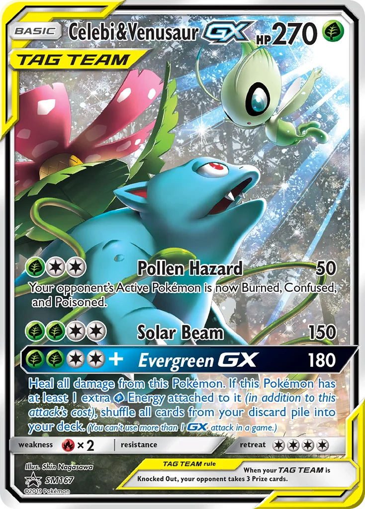 Carte Pokémon Celebi et Florizarre GX — Promos Soleil et Lune