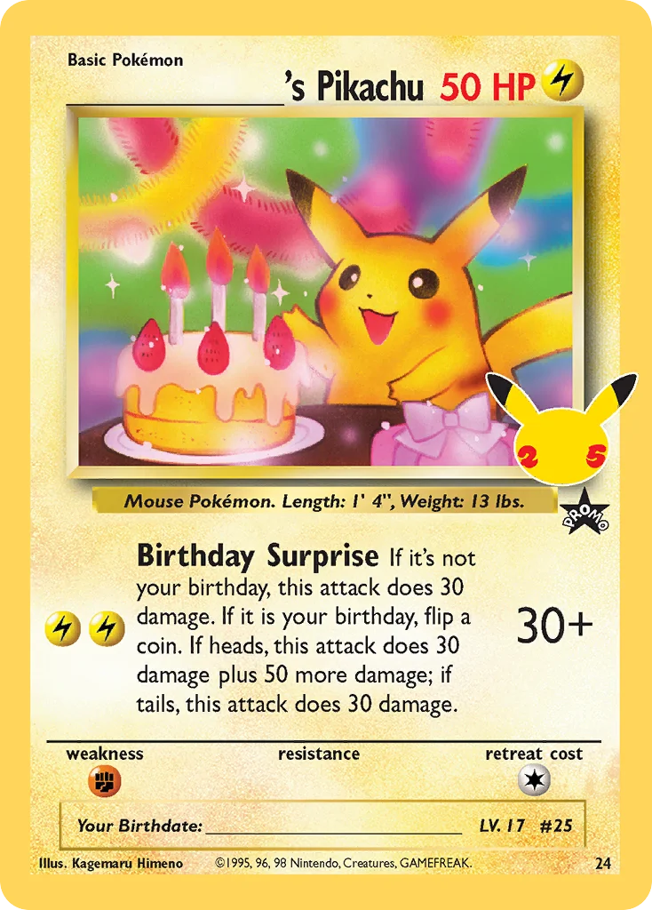 Carte Pokémon Pikachu de ________ — Célébrations