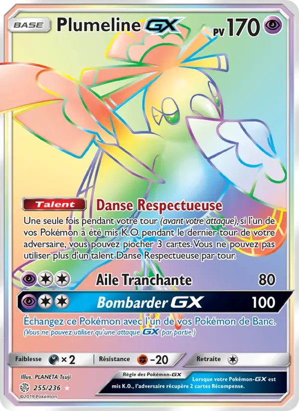 Carte Pokémon Plumeline GX — Éclipse Cosmique