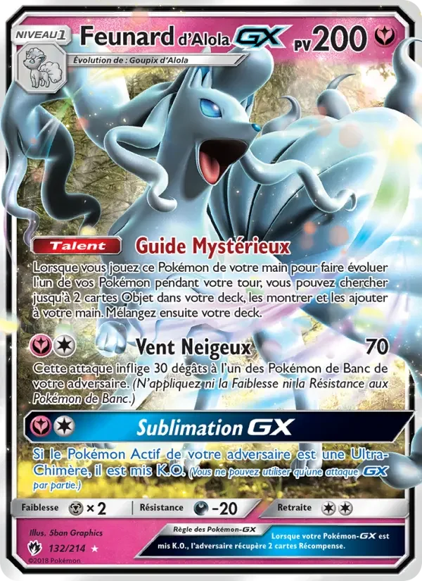 Carte Pokémon Feunard d’Alola GX — Tonnerre Perdu