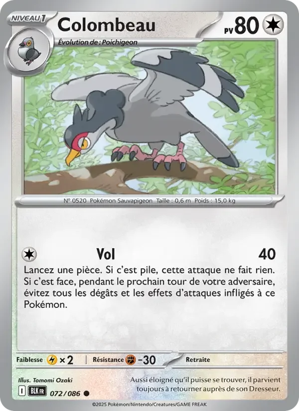 Carte Pokémon Colombeau — Foudre Noire