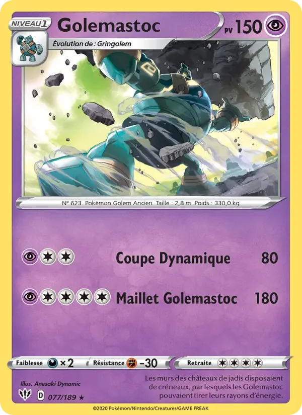 Carte Pokémon Golemastoc — Ténèbres Embrasées