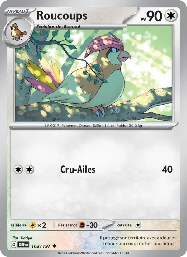 Carte Pokémon Roucoups — Flammes Obsidiennes