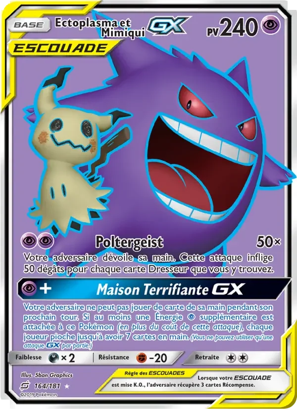 Carte Pokémon Ectoplasma et Mimiqui GX — Duo de Choc
