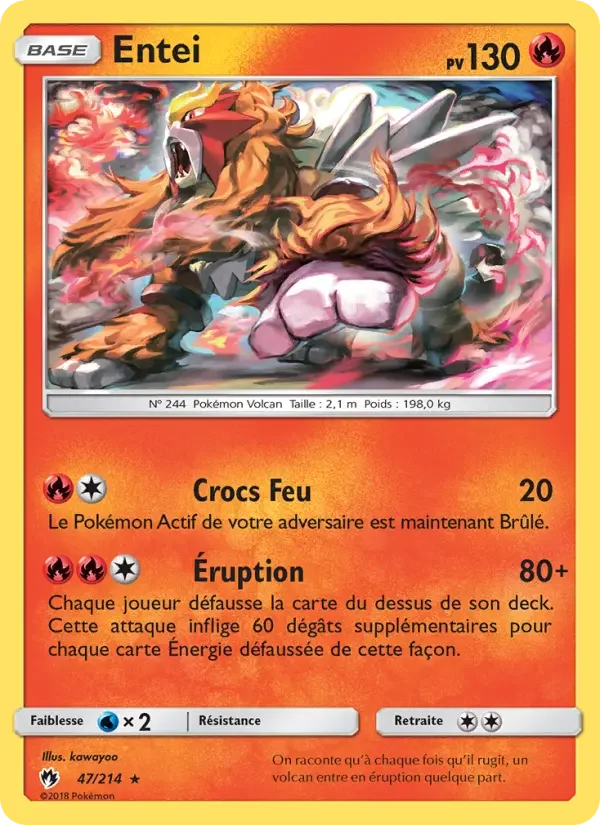 Carte Pokémon Entei — Tonnerre Perdu