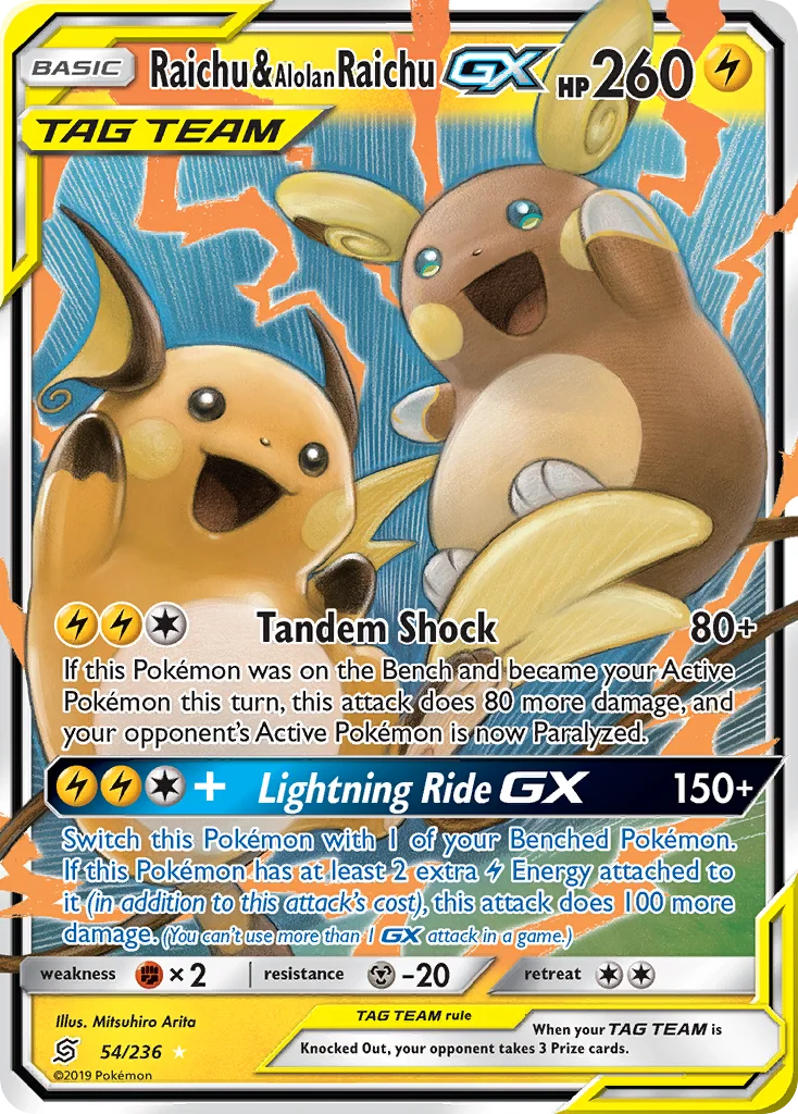Carte Raichu et Raichu d’Alola GX