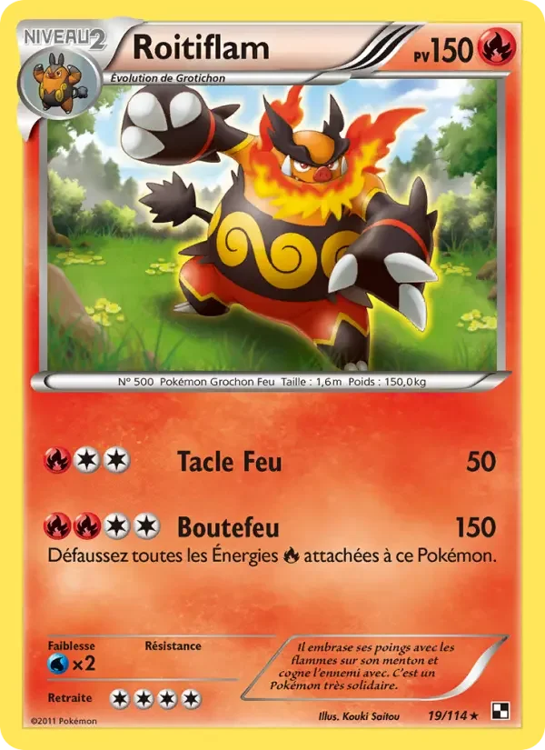 Carte Pokémon Roitiflam — Noir & Blanc