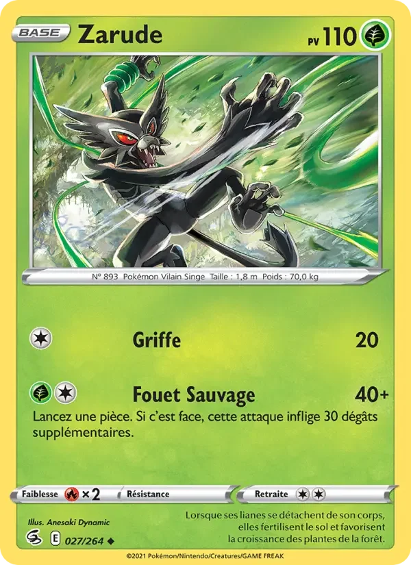 Carte Pokémon Zarude — Poing de Fusion