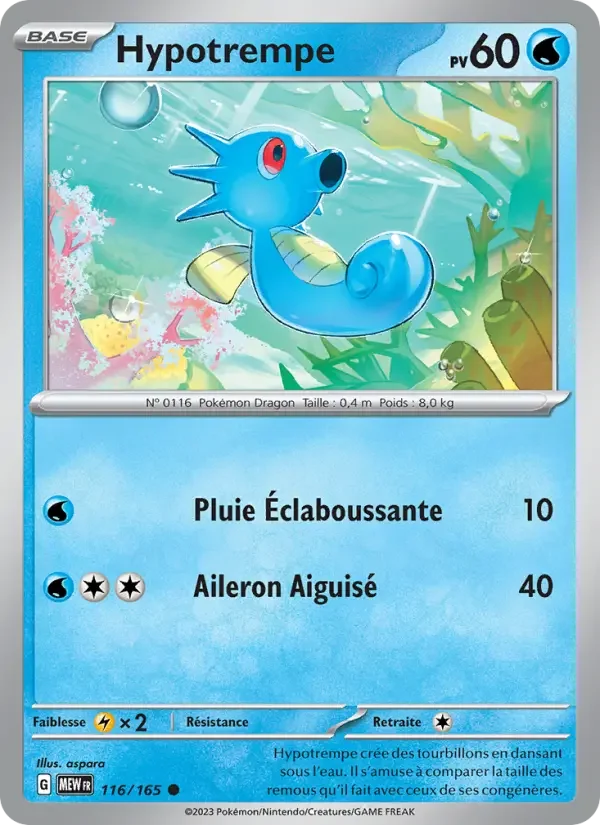 Carte Pokémon Hypotrempe — Pokémon 151