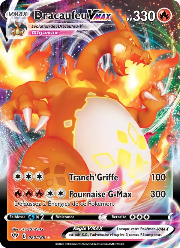 Carte Pokémon Dracaufeu VMAX — Ténèbres Embrasées