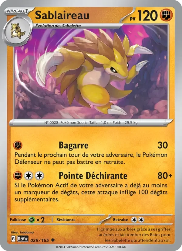 Carte Pokémon Sablaireau — Pokémon 151