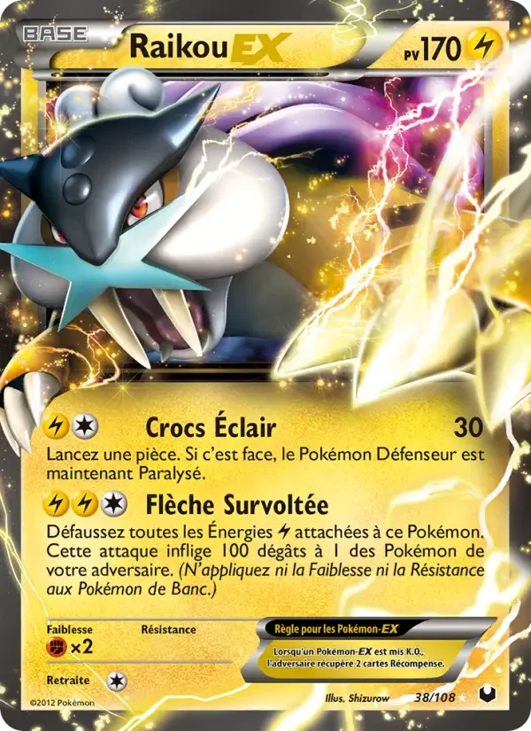 Carte Pokémon Raikou-EX — Explorateurs Obscurs
