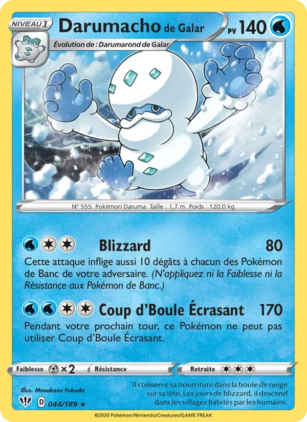 Carte Pokémon Darumacho de Galar — Ténèbres Embrasées