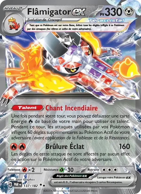 Carte Pokémon Flâmigator-ex — Faille Paradoxe