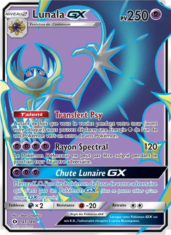Carte Pokémon Lunala GX — Soleil et Lune
