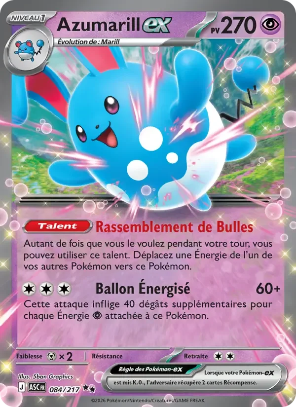 Carte Pokémon Azumarill-ex — Héros Transcendants