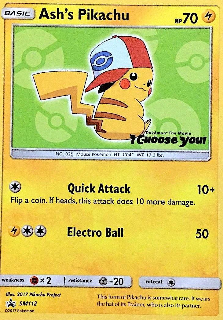 Carte Pokémon Pikachu de Sacha — Promos Soleil et Lune