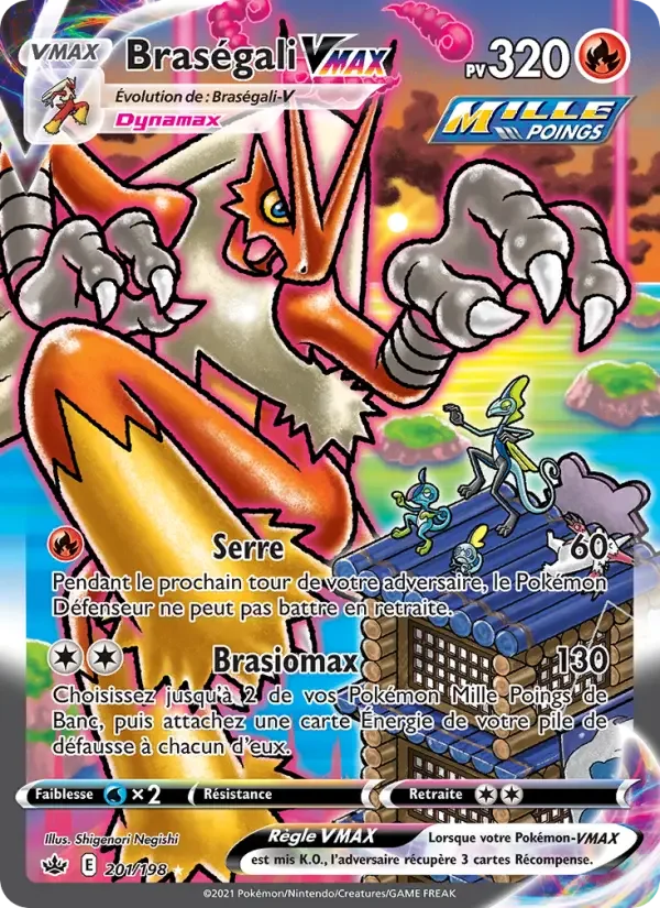 Carte Pokémon Braségali VMAX — Règne de Glace