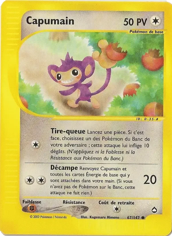 Carte Pokémon Capumain — Aquapolis