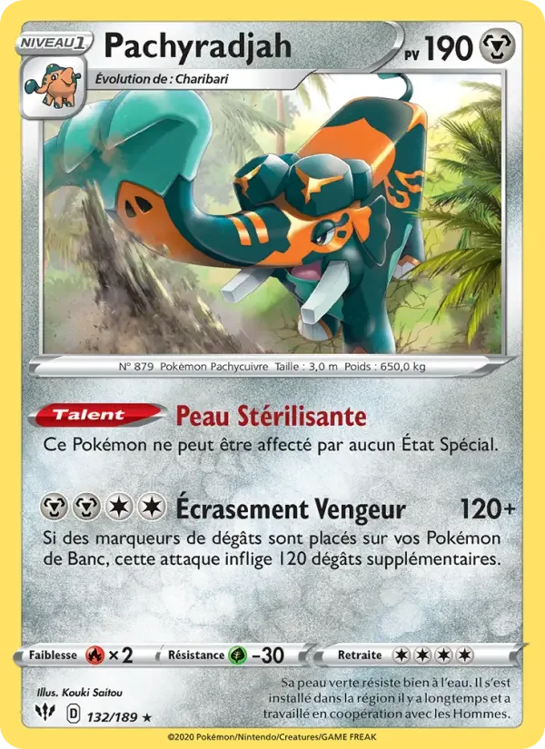 Carte Pokémon Pachyradjah — Ténèbres Embrasées