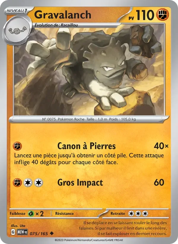 Carte Pokémon Gravalanch — Pokémon 151