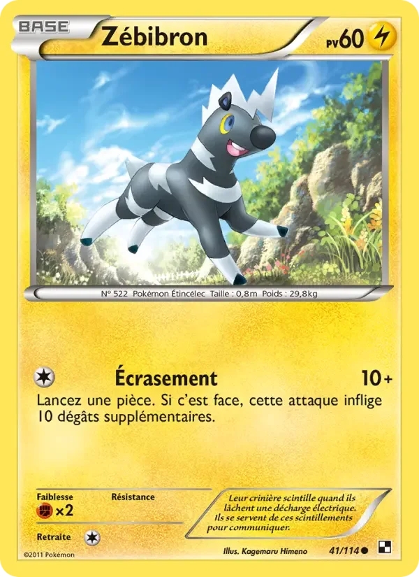 Carte Pokémon Zébibron — Noir & Blanc