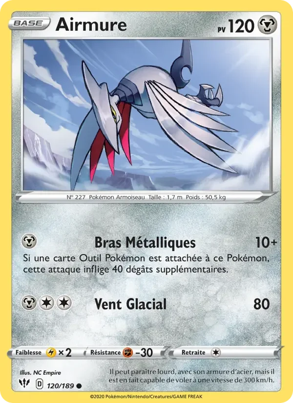Carte Pokémon Airmure — Ténèbres Embrasées