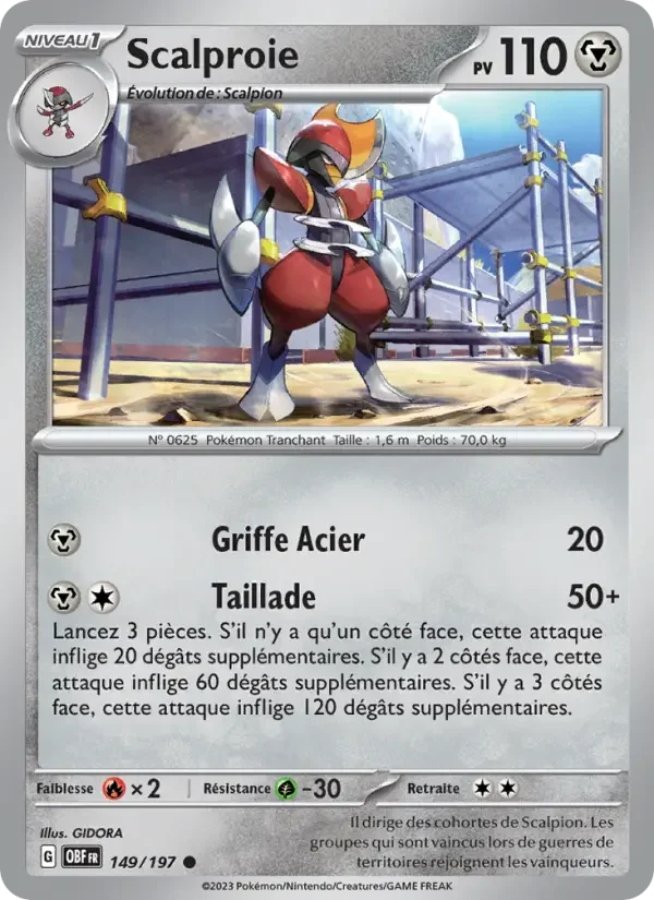 Carte Pokémon Scalproie — Flammes Obsidiennes