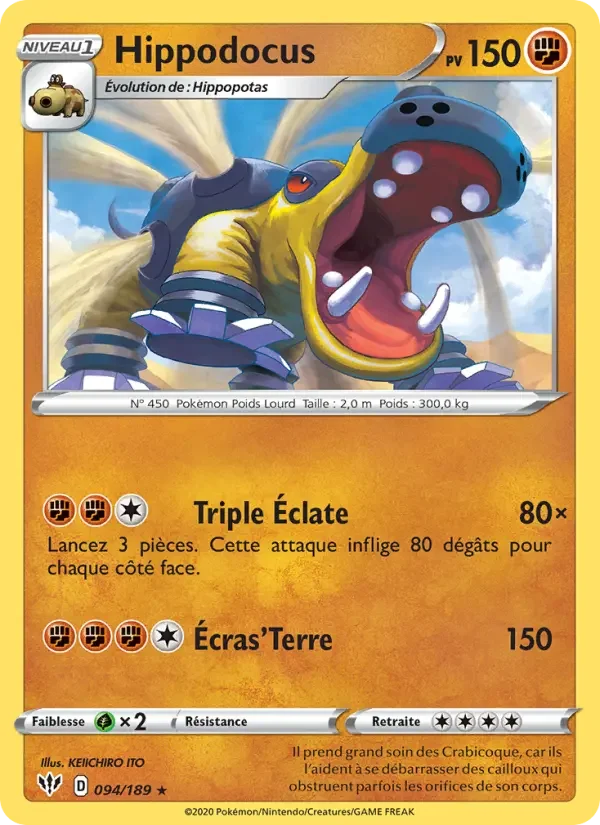 Carte Pokémon Hippodocus — Ténèbres Embrasées