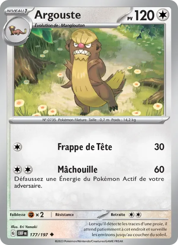 Carte Pokémon Argouste — Flammes Obsidiennes