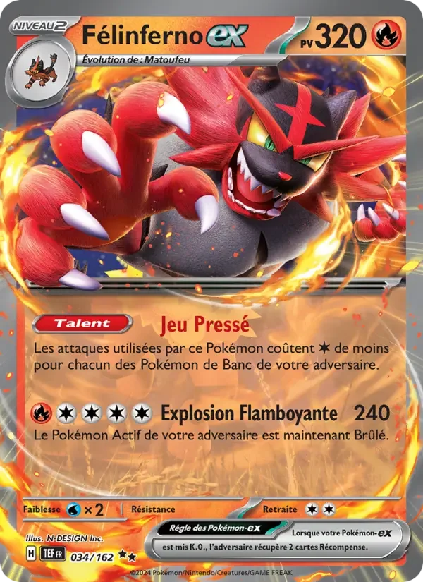 Carte Pokémon Félinferno-ex — Forces Temporelles