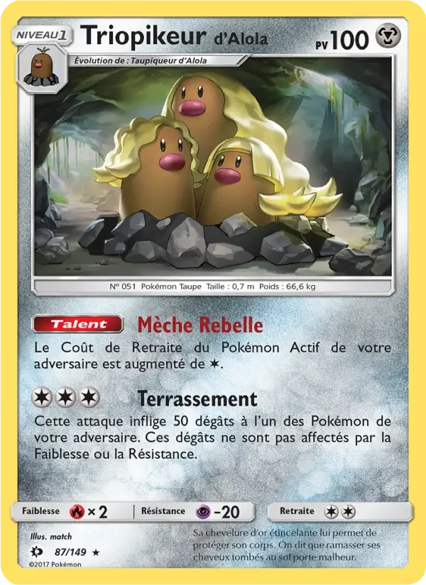 Carte Pokémon Triopikeur d’Alola — Soleil et Lune