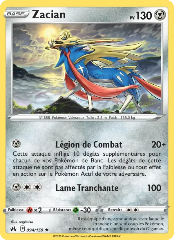 Carte Pokémon Zacian — Zénith Suprême
