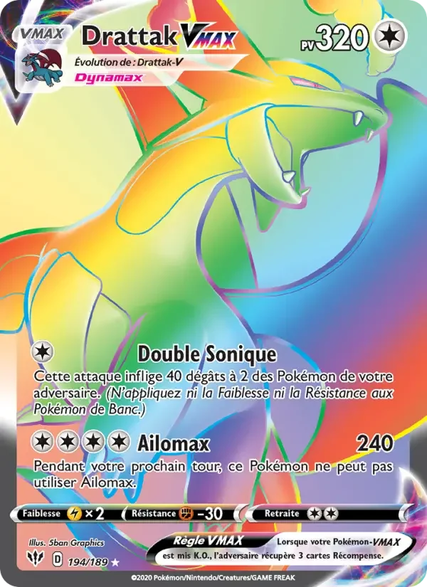 Carte Pokémon Drattak VMAX — Ténèbres Embrasées