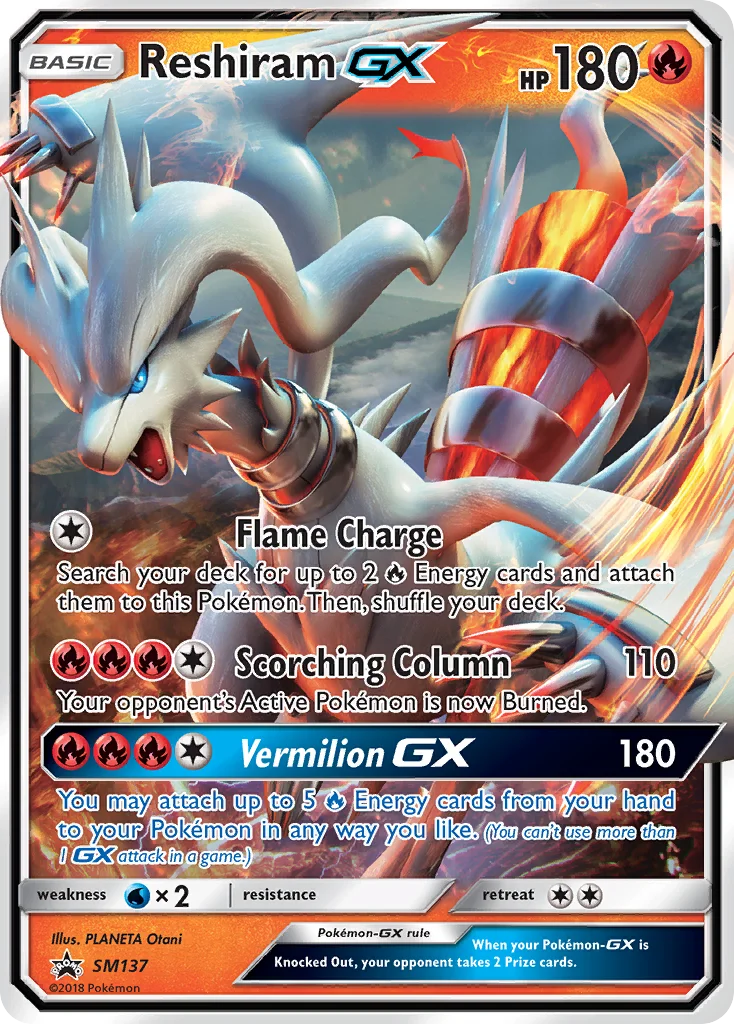 Carte Pokémon Reshiram GX — Promos Soleil et Lune