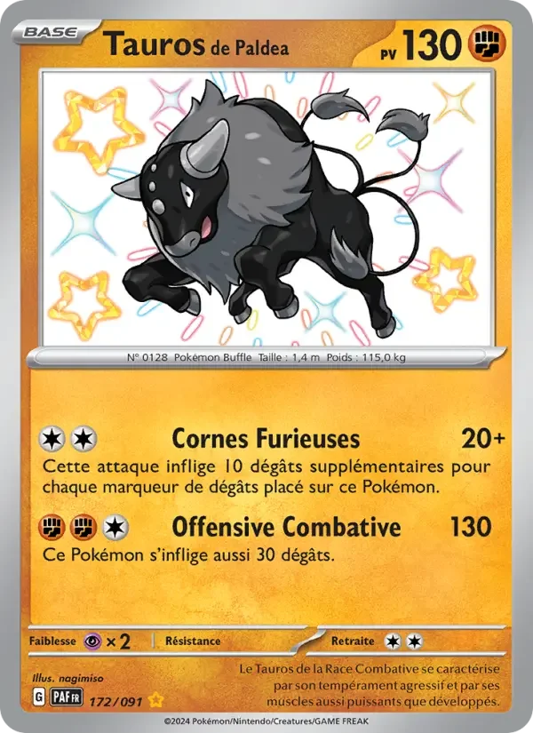 Carte Pokémon Tauros de Paldea — Destinées de Paldea