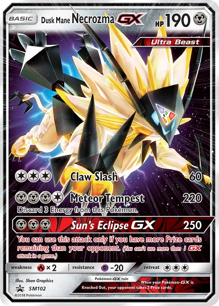 Carte Pokémon Necrozma Crinière du Couchant GX — Promos Soleil et Lune