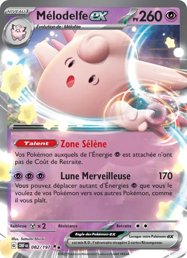 Carte Pokémon Mélodelfe-ex — Flammes Obsidiennes
