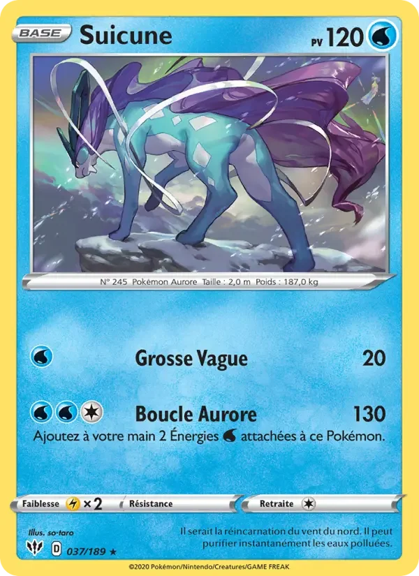 Carte Pokémon Suicune — Ténèbres Embrasées