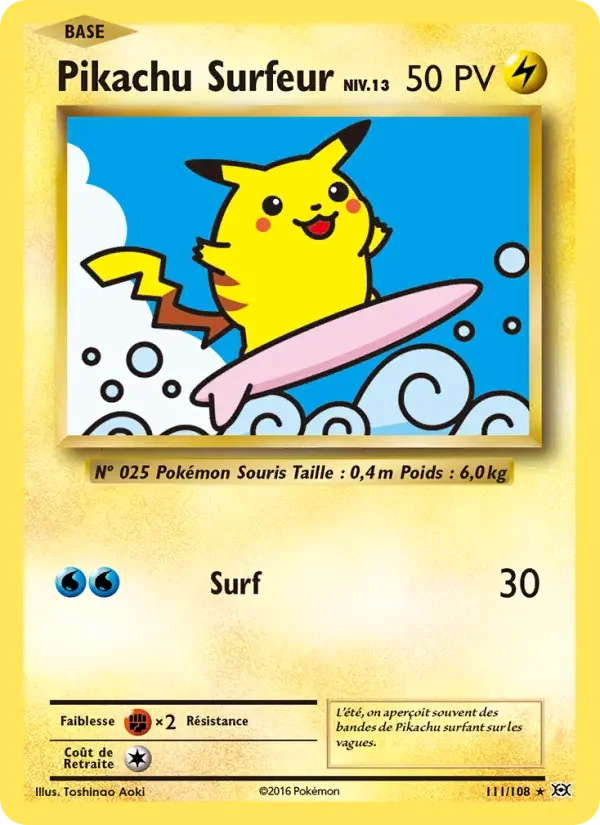 Carte Pikachu Surfeur