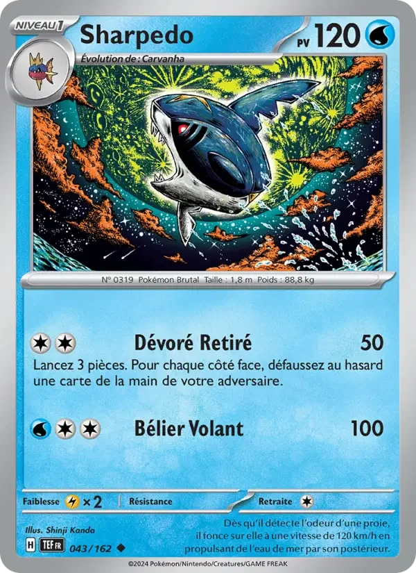 Carte Pokémon Sharpedo — Forces Temporelles