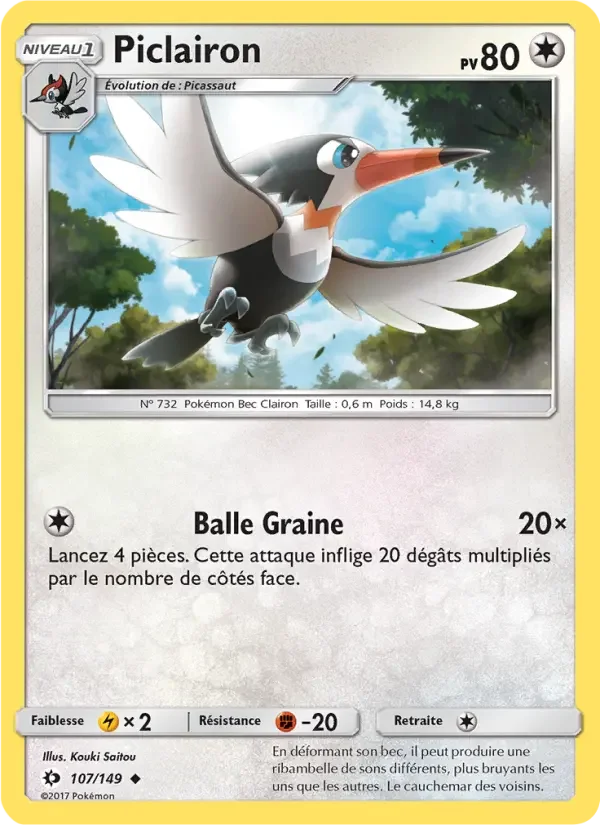 Carte Pokémon Piclairon — Soleil et Lune