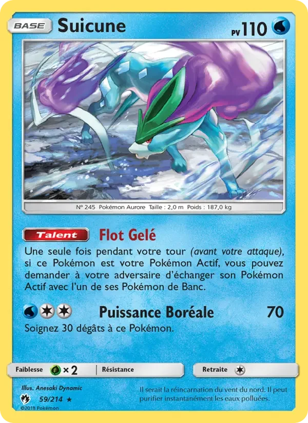Carte Pokémon Suicune — Tonnerre Perdu